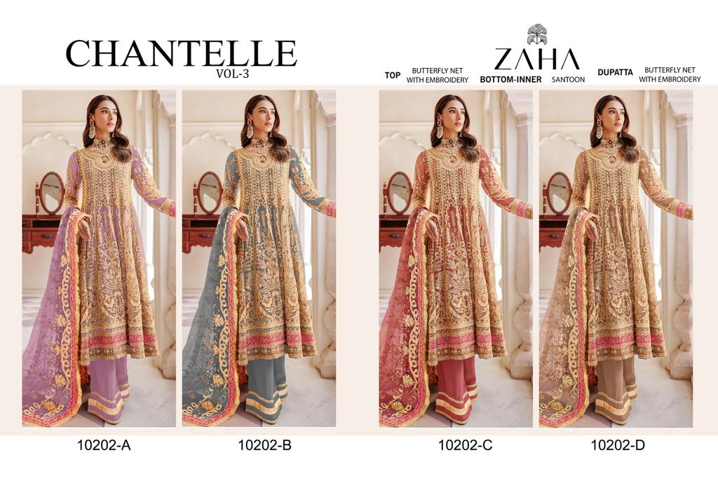 Chantelle Vol 3 By Zaha Heavy Pakistani Suits Catalog